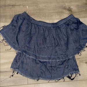 Off the shoulder fringed top